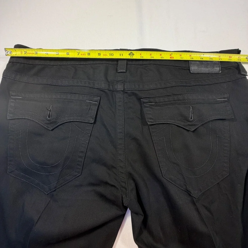 True Religion Ricky Relaxed Straight Black Pants Mens 40W‎ Horseshoe Flap Pocket